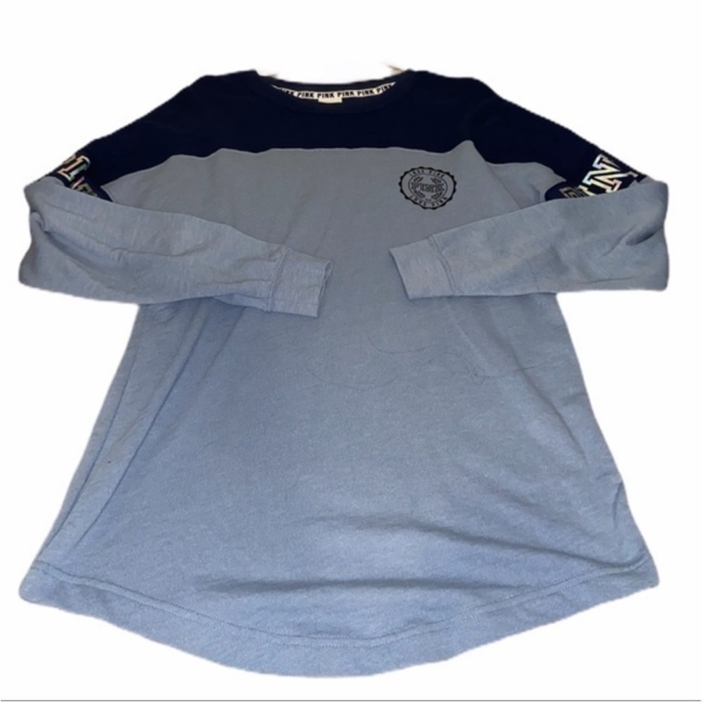 🆕VS Pink Long Sleeve Blue Varsity Top